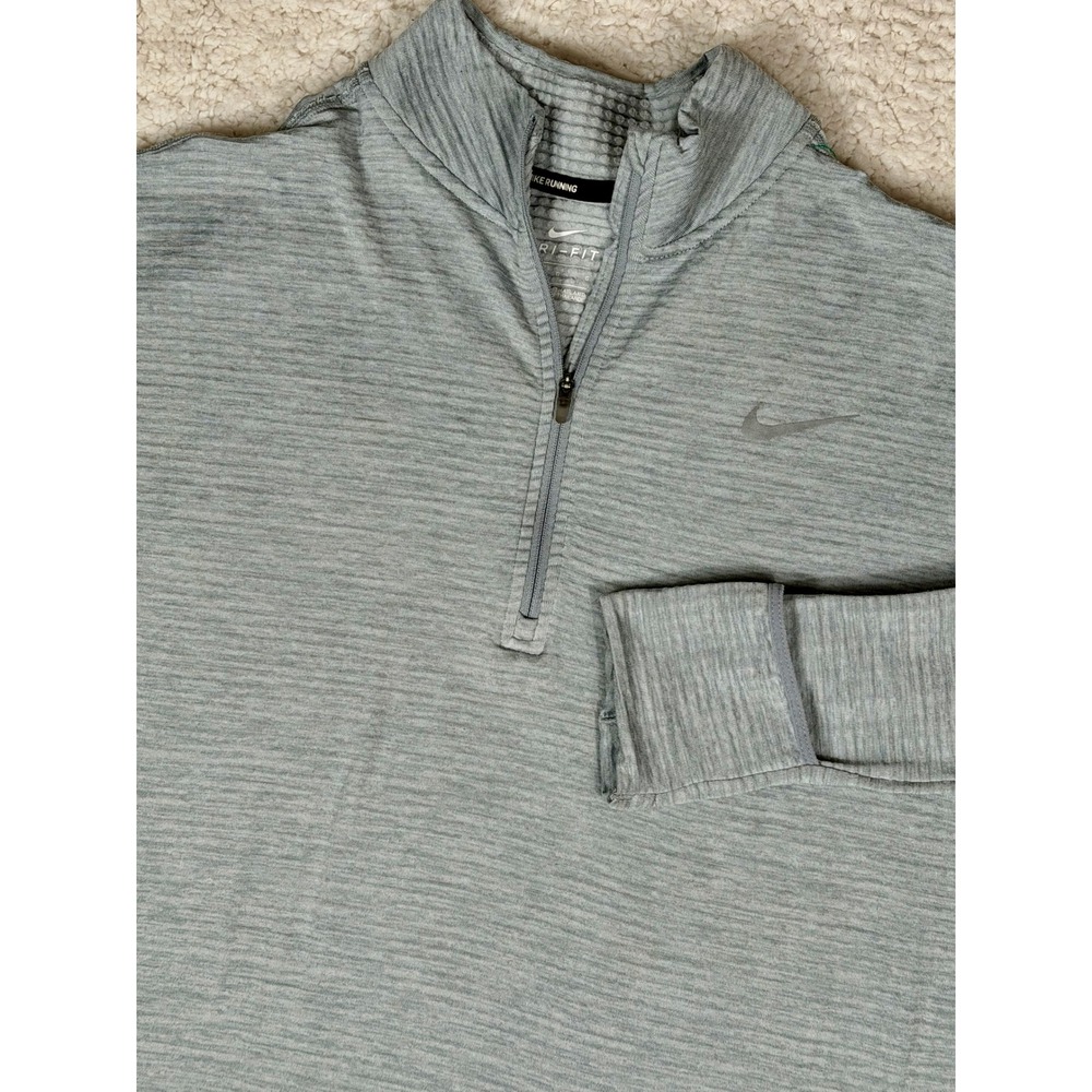 Nike Running Sphere Dri-Fit Half Zip Pullover Women's L Grey Textured Thermal